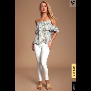 Lulu’s Addeline Floral Cold Shoulder Top- NWT